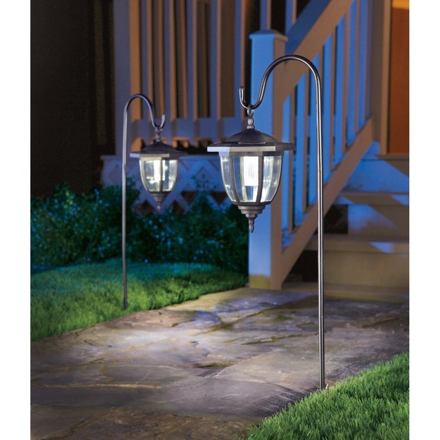 Dual Use Coach Style Solar Lights 2 Pack Path Hanging Outdoor Hook Dual Use Coach Style Solar Lights 2 Pack Path Hanging Outdoor Hook Yard Garden