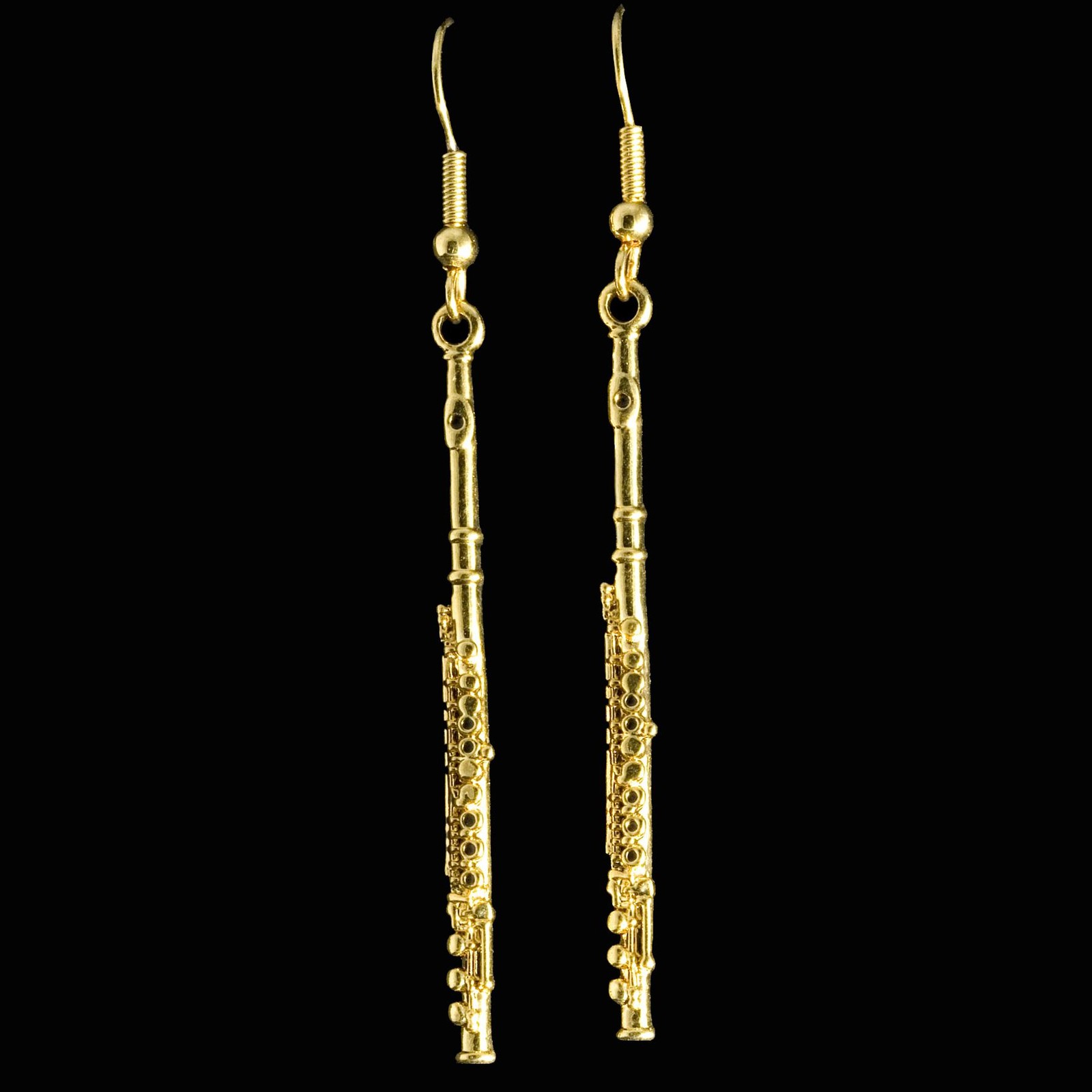 Harmony Jewelry 24k Gold Plated Flute Earrings Ebay Picture 1 Of