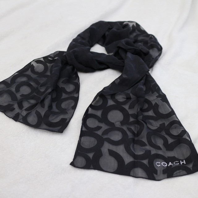 Coach Black Pave Op Art Signature Cotton Silk Wrap Long Oblong Scarf Nwt Coach Black Pave Op Art Signature Cotton Silk Wrap Long Oblong Scarf New