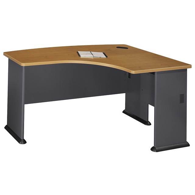Bush Wc57422 Series A Natural Cherry Right L Bow Desk Ebay Bush Industries Office Furniture Desk Series A Right L Bow Bshwc57422