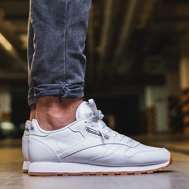 reebok classic leather sneakers in white 49799