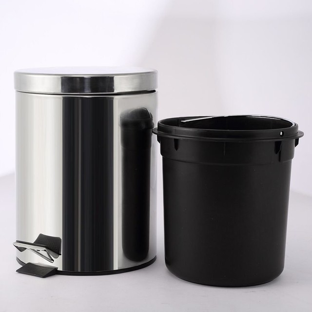 Stainless Steel Mini Round Step Trash Can For Bathroom Kitchen And Trash Can Step Recycling Bin Bathroom Kitchen Office Task Stainless Steel Lid