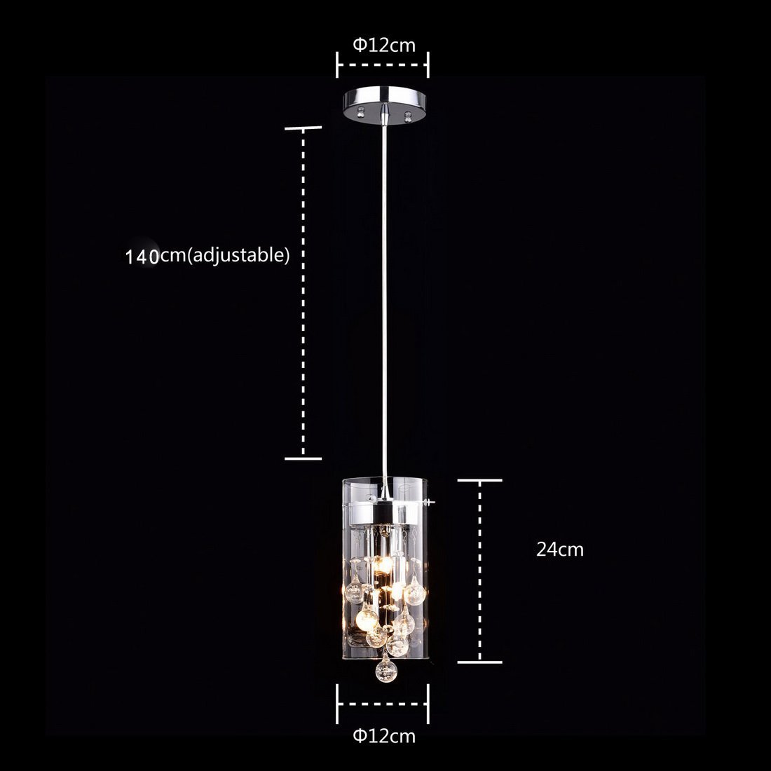 Truelite Modern G9 Glass Pendant Crystal Hanging Light Fixture