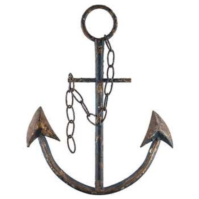 Antique Blue Metal Anchor With Chain Wall Decor Large 15 Antique Blue Metal Anchor With Chain Wall Decor Nautial Beach
