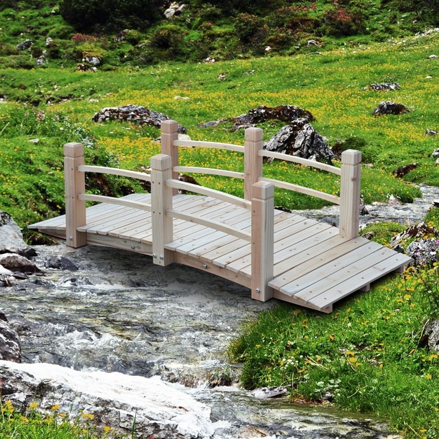5 Fir Wood Garden Bridge Arch Walkway Railings Decor Weather 5 Fir Wood Garden Bridge Arch Walkway Railings Decor Weather Resistant 400lbs