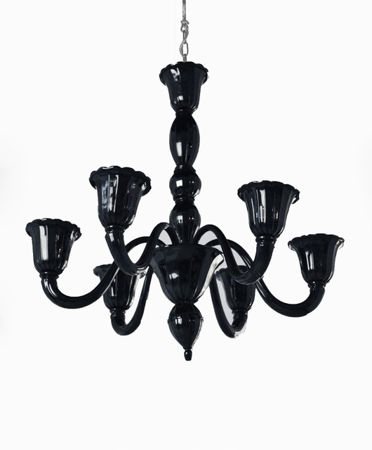 Voltolina Authentic Italian Laa 6 Lights Murano Chandelier Black Voltolina Authentic Italian Laa 6 Lights Murano Chandelier Black