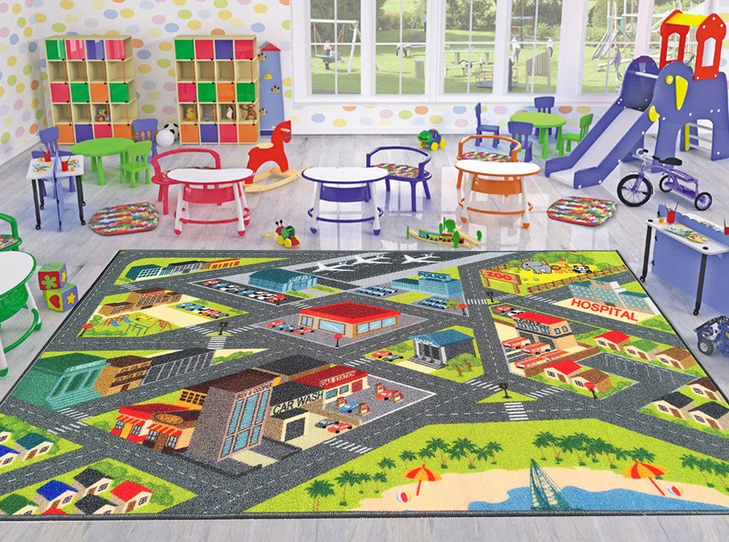 Kev Cooper Playtime Collection Road Map Educational Area Rug 33 X 47 3