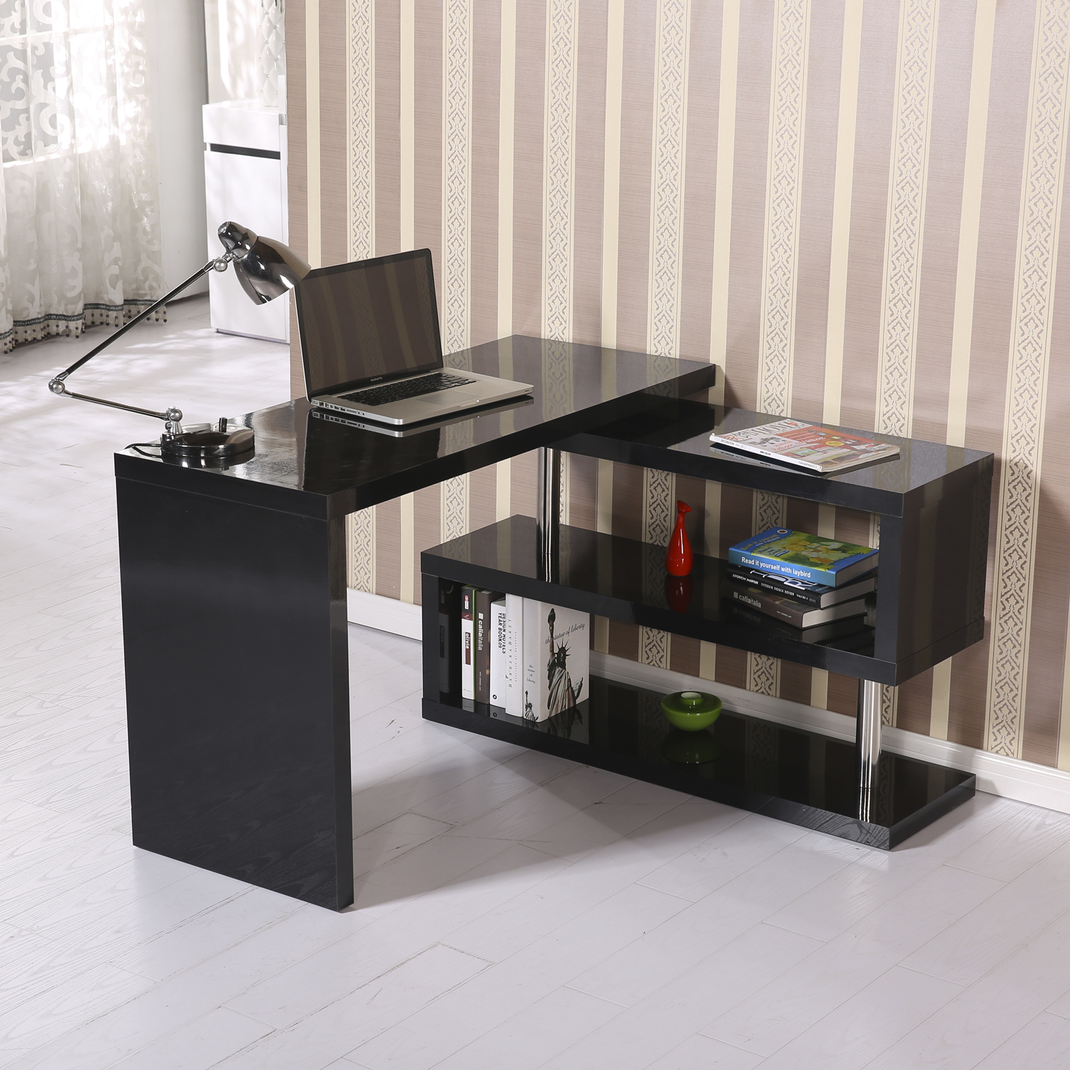 Homcom Corner Desk Set Organizer Bookshelf Storage Hollow Furniture Picture 1 Of 8