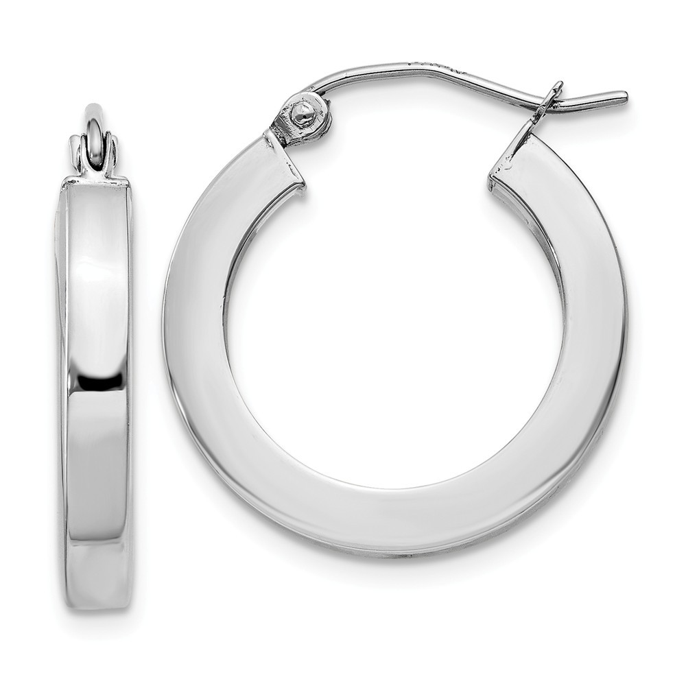 14k White Gold Square Hoop Earrings Ebay Picture 1 Of 3
