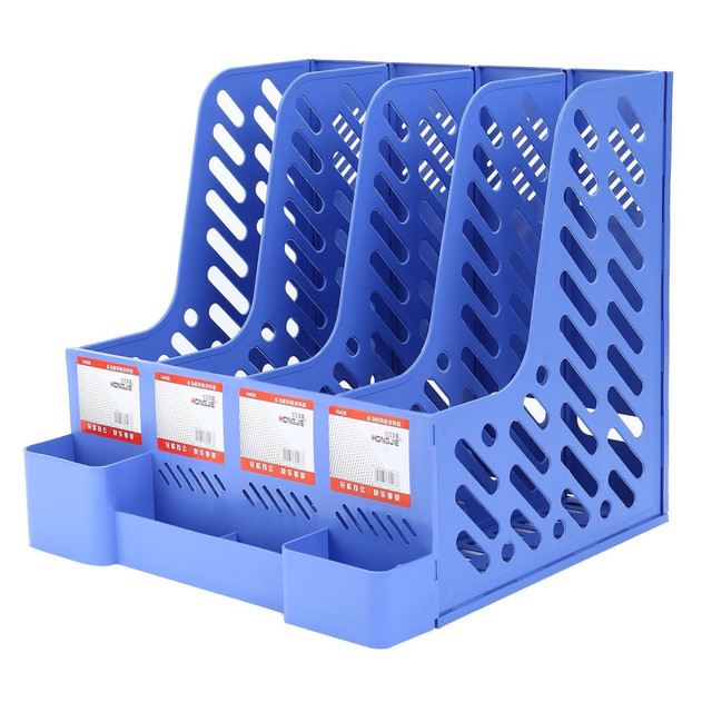 Cruoda Desktop Doents 4 Compartment File Rack Office Desk Shelf Cruoda Desktop Doents 4 Compartment File Rack Office Desk Shelf Blue For