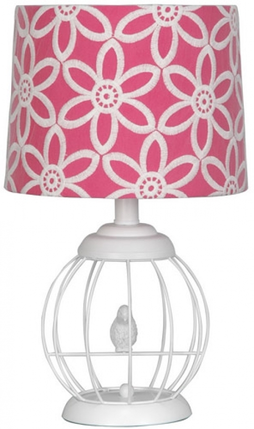 Your Zone Bird Cage Lamp With Fl Pink And White Shade Picture 1 Of