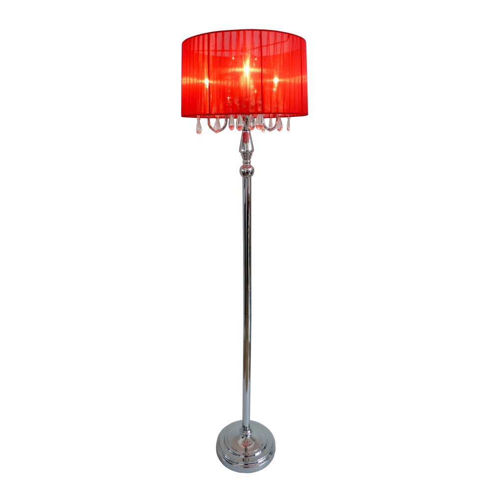 Elegant Designs Trendy Sheer Red Shade Floor Lamp With Hanging Picture 1 Of