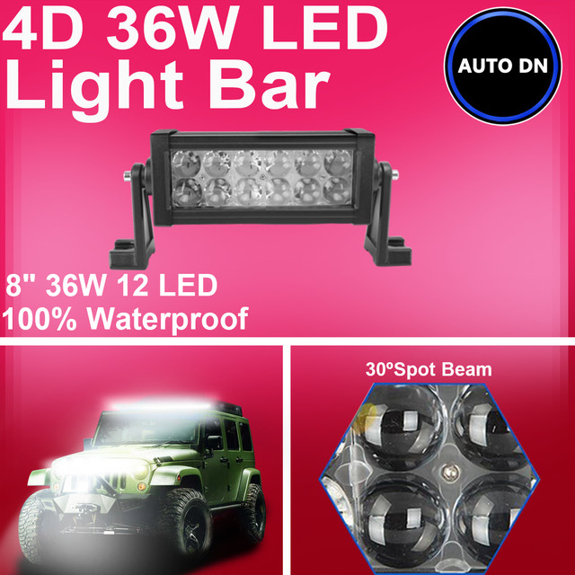 8 Inch 36w Spot Beam 4d Led Work Light Bar Driving Offroad 4wd Suv 8 Inch 36w Spot Beam 4d Led Work Light Bar Driving Offroad 4wd Suv Bumper