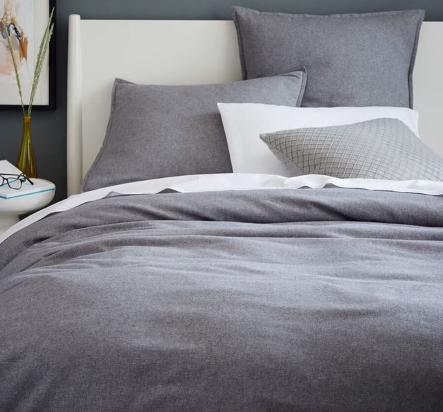 West Elm Graphite Flannel Full Queen Duvet Cover Ebay West Elm Flannel Duvet Cover Full Queen Graphite