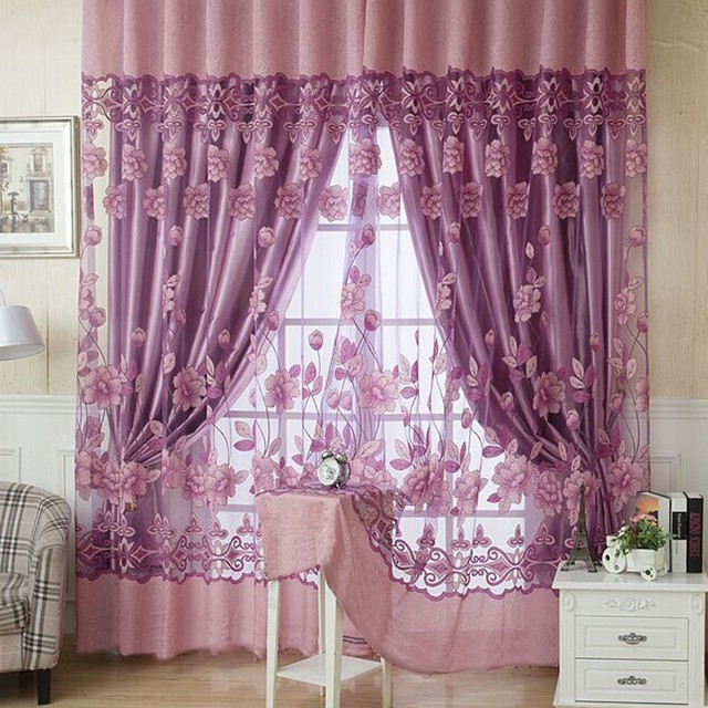 Modern Fl Tulle Voile Door Room Window D Panel Curtain Picture 13 Of 17