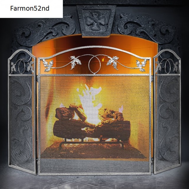 Ft33 Amagabeli Classic 3 Panel Fire Screen Wrought Iron Folding Amagabeli 3 Panel Pewter Wrought Iron Fireplace Screen Outdoor Metal