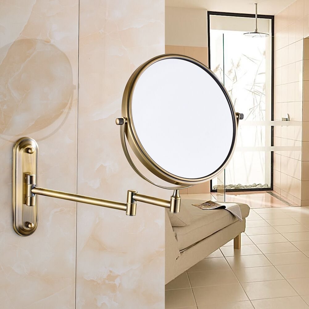 Gurun Two Sided Swivel Wall Mounted 10x Brass Makeup Mirror 3