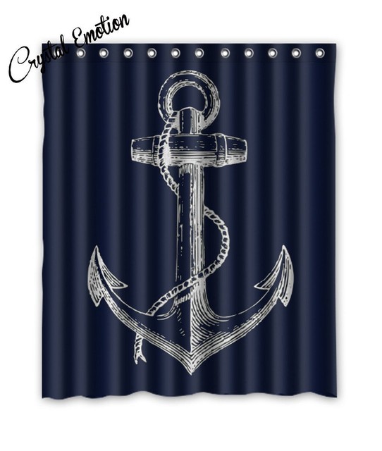 Custom Nautical Navy Blue Anchor Shower Curtain 66x72 Inch Custom Nautical Navy Blue Anchor Shower Curtain 66x72 Inch