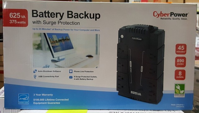 Cyber Cp625hg Battery Backup Ups With Surge Protection 625va Cyber 625va 375watts Ups Surge Protection Home Office Battery Backup
