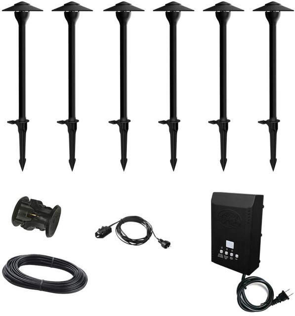 6 Integrated Led Outdoor 10 Watt Black Landscape Path Light Kit Walkway Path Light Kit Landscape Integrated Led Outdoor Black Low Voltage 6 Pack
