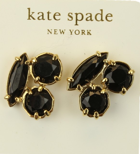 Kate Spade 14k Gold Filled Multi Cer Gem Crystal Black Post Kate Spade 15103 Black And Gold Crystal Cer Stud Earrings