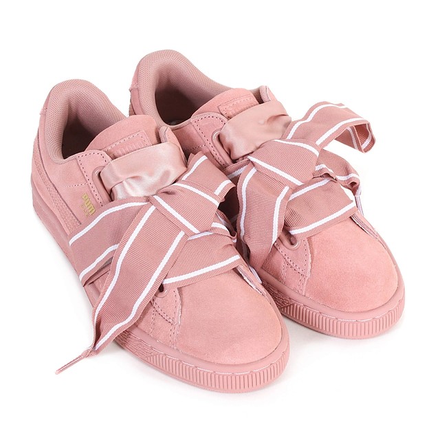 Puma Women's Suede Heart Satin II Lace Up Trainer Cameo Brown Puma Women's Suede Heart Satin II Lace Up Trainer Cameo Brown