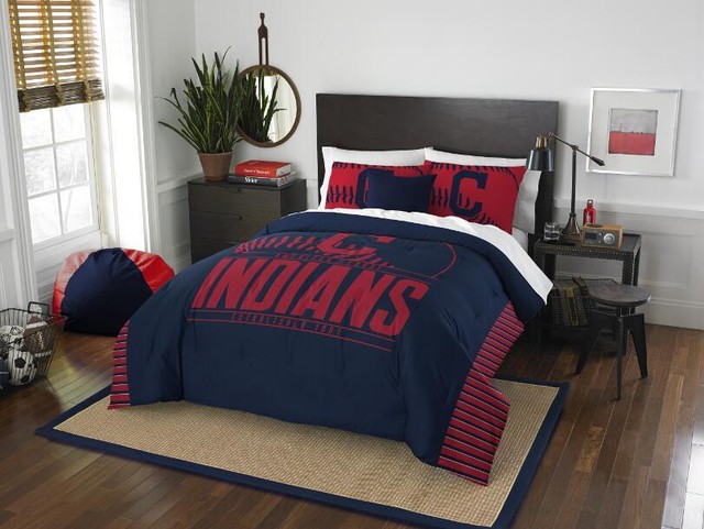 Cleveland Indians Comforter Set 3pc Mlb Official Full Queen Bed Cleveland Indians Grand Slam Full Queen Comforter Shams Set Official Mlb