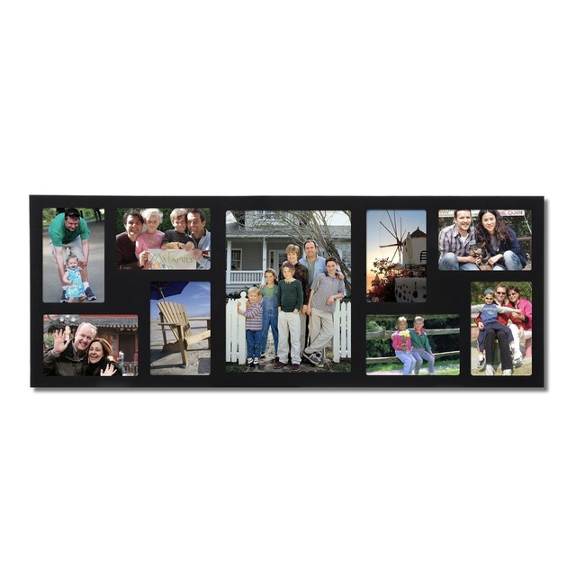 Adeco 9 Opening Black Wood Wall Hanging Photo Frame 4 By 6