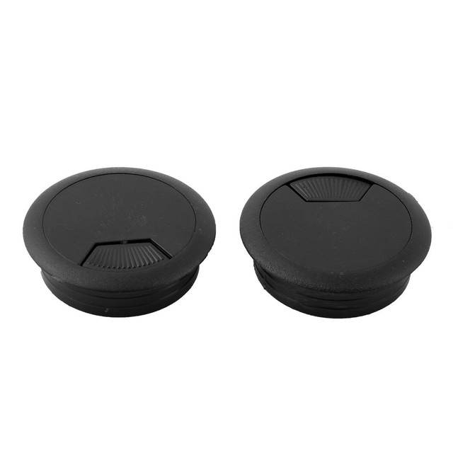 50mm Dia Plastic Computer Desk Round Grommet Wire Cable Hole Cover 50mm Dia Plastic Computer Desk Round Grommet Wire Cable Hole Cover Black 2 Pcs