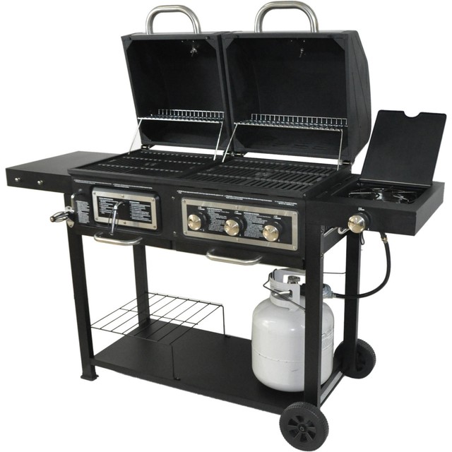 Bbq Gas Grill Dual Fuel Combination Charcoal 3stainless Steel Dual Fuel Grill Barbecue Outdoor Patio Gas Charcoal Combination Steel Iron New