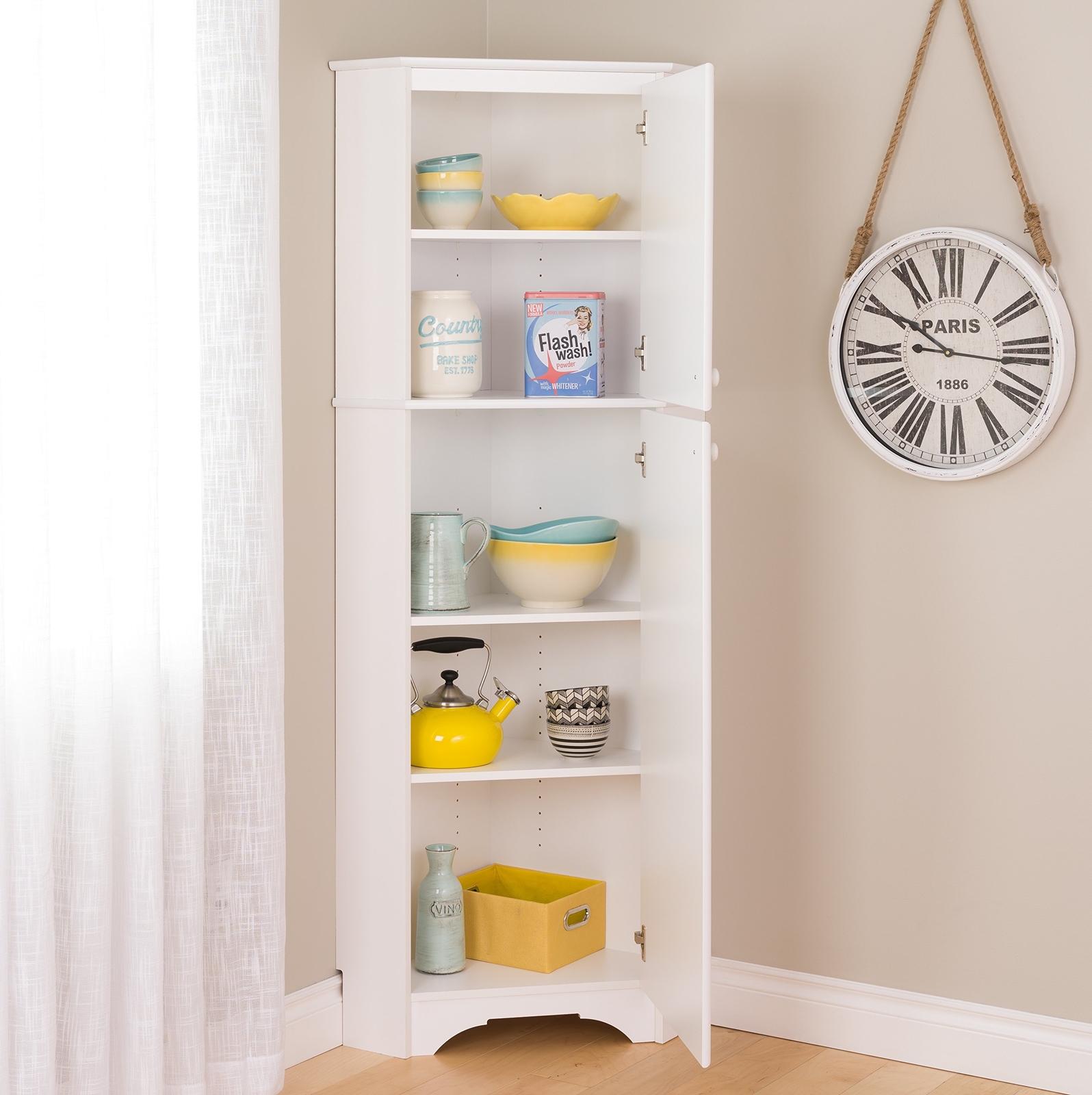 Prepac Tall 2 Door Corner Storage Cabinet In Elite White Picture 2 Of 8