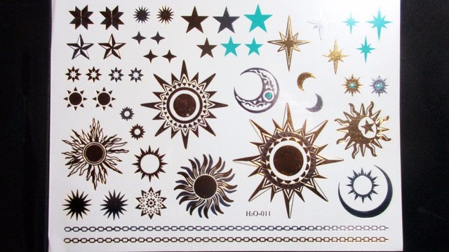 gold sun stars temporary henna tattoos transfer silver arm fake gold sun stars temporary henna tattoos transfer silver arm fake