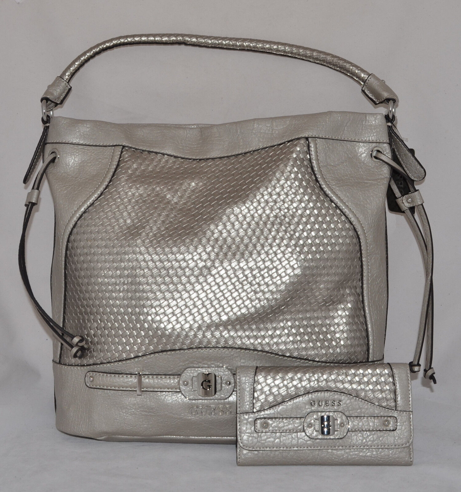 Guess Marciano Maelene Woven Hobo Bag Purse Handbag Sac Wallet Set Picture 2 Of 13