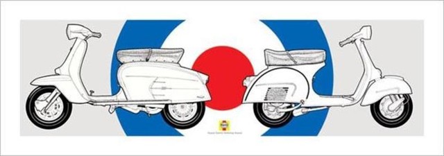 Haynes Vespa LAMBRETTA Mod Target Motor Scooter Bike Drawing Poster Haynes Vespa LAMBRETTA Mod Target Motor Scooter Bike Drawing Poster