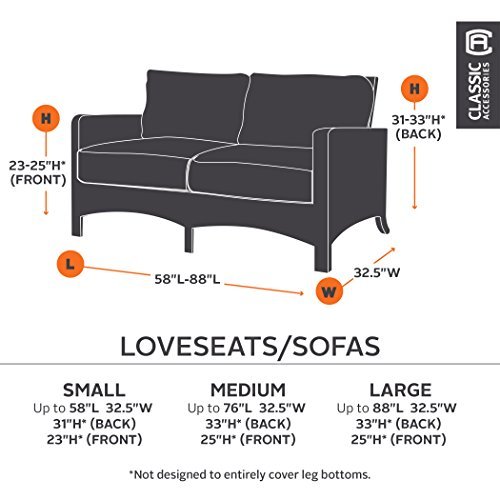 Classic Accessories Ravenna Sofa Loveseat Cover Taupe Small Fits 2