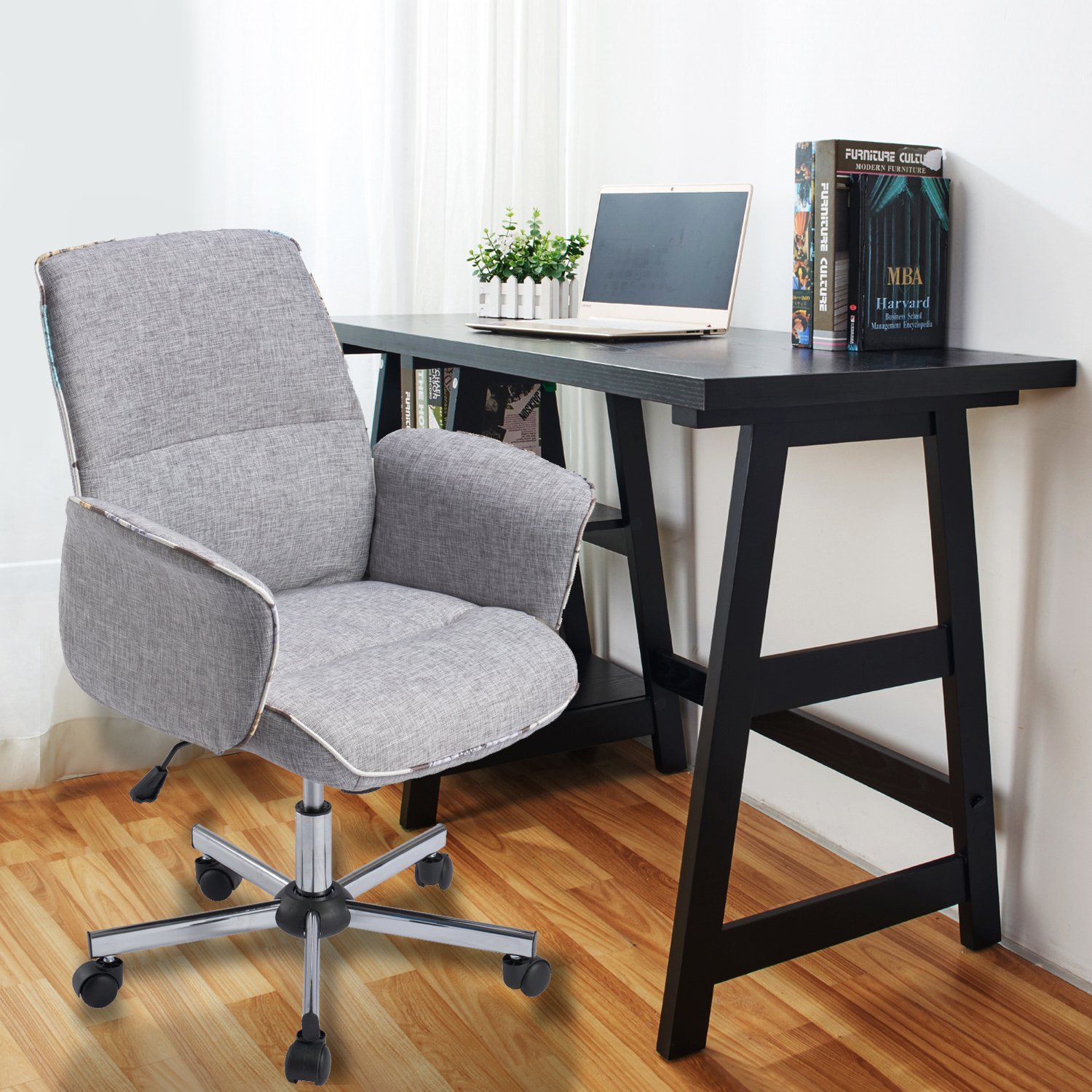 Home Office Chair Height Adjule Task Fabric Leisure Grey 4