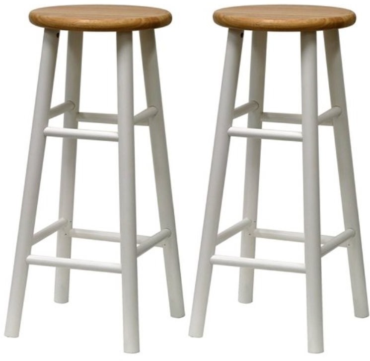 Winsome Wood S 2 Beveled Seat 30 Inch Bar Stools Nat Wht Ebay Picture 1 Of