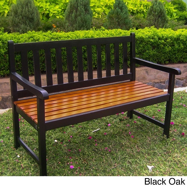 Small Outdoor Bench Portable Black Garden Oak Wood Acacia 4 Foot Uv Small Outdoor Bench Portable Black Garden Oak Wood Acacia 4 Foot Uv Paint Finish