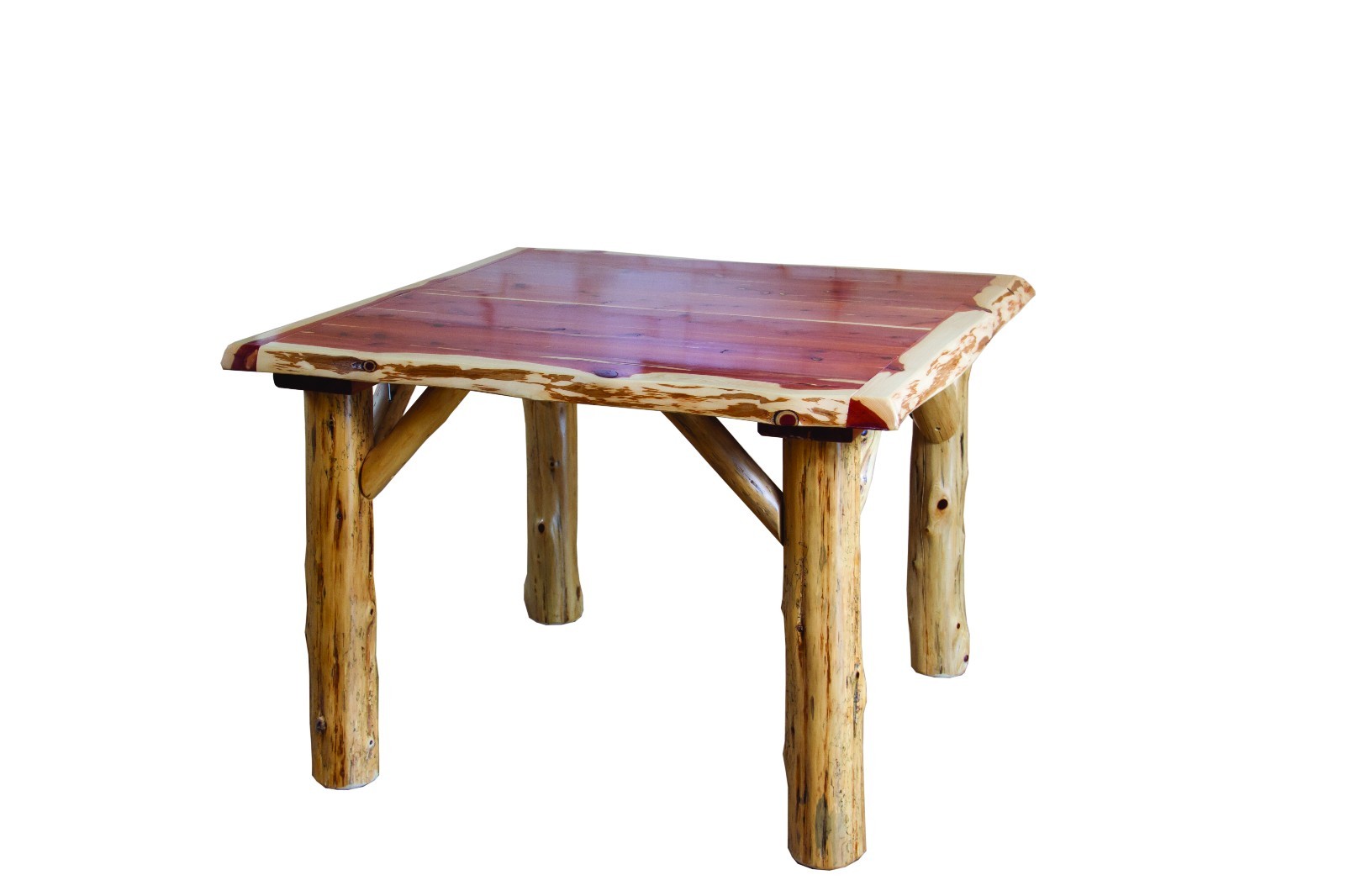 Rustic Red Cedar Log Traditional Square Dining Table And 4 Chair Set Picture 1 Of 3