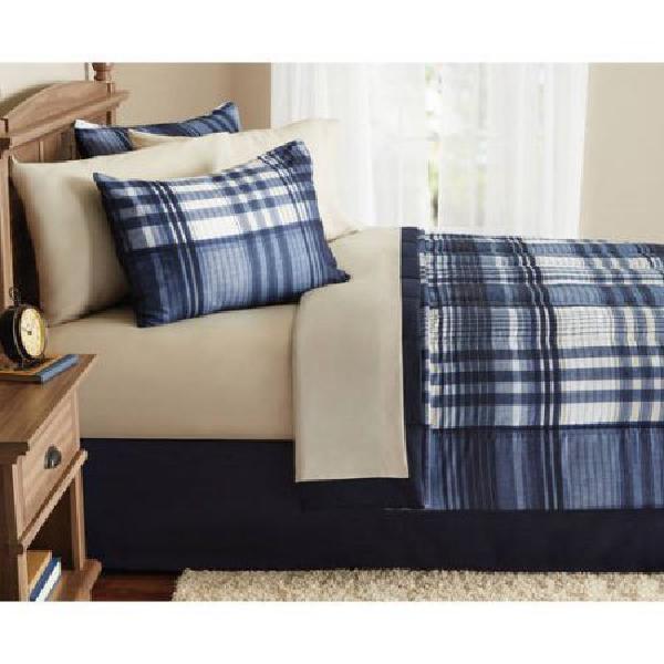 Black Brown White Striped Plaid 8 Piece Comforter Bedding Set Twin Black Brown White Striped Plaid 8 Piece Comforter Bedding Set Twin Size