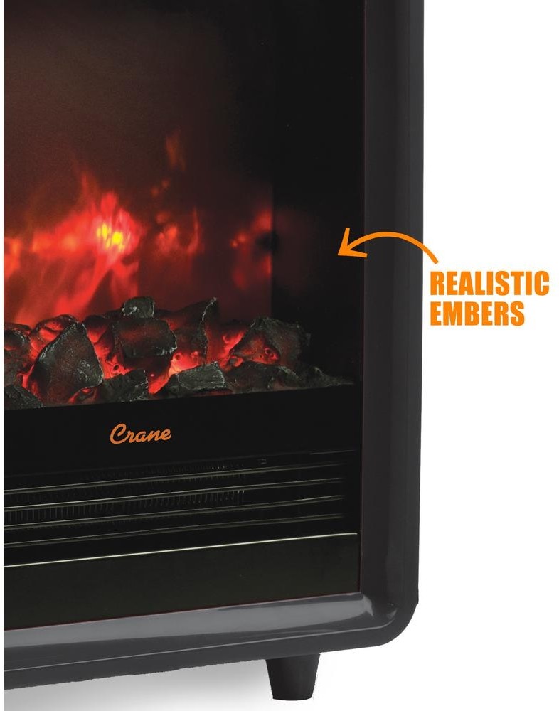 Fireplace Heater Mini Black Portable Crane Hearth Electric Fan Auto Fireplace Heater Mini Black Portable Crane Hearth Electric Fan Auto Off 1500 W