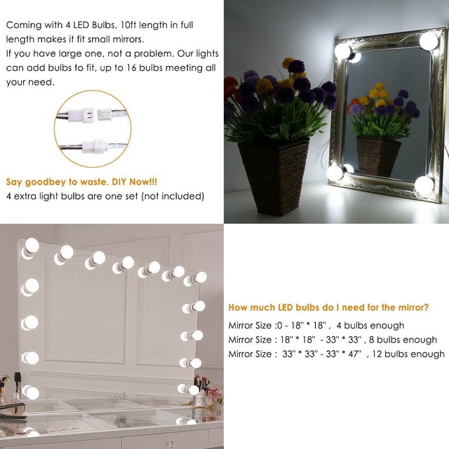 Hollywood Style Lighted Makeup Vanity Mirror Led Light Kit Hollywood Style Lighted Makeup Vanity Mirror Led Light Kit Green Diy