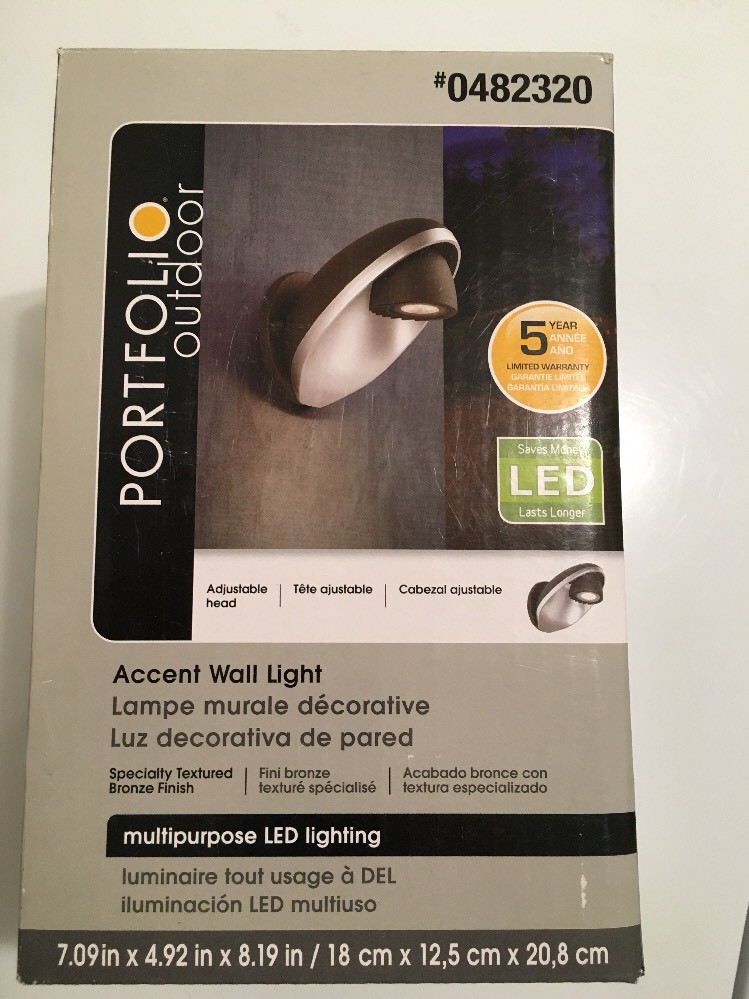 Portfolio 8 19 In H Led Specialty Textured Bronze Outdoor Wall Light Picture 1 Of 5