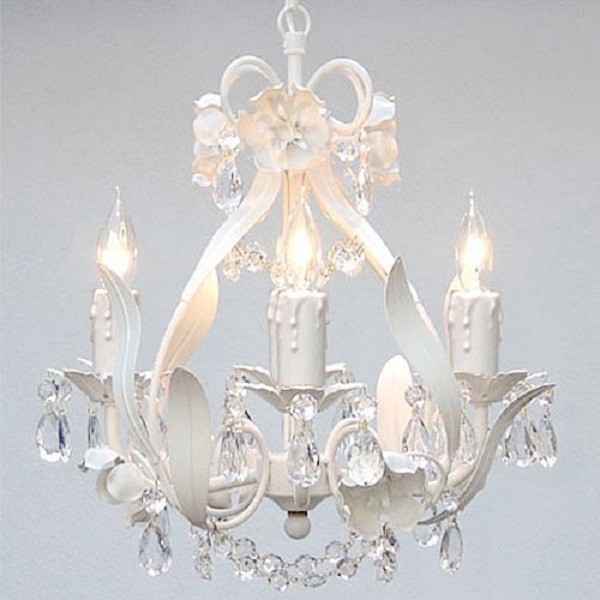 Crystal Ceiling Chandelier White Fixture 4 Light Pendant Antique Crystal Ceiling Chandelier White Fixture 4 Light Pendant Antique Vintage Small Ebay