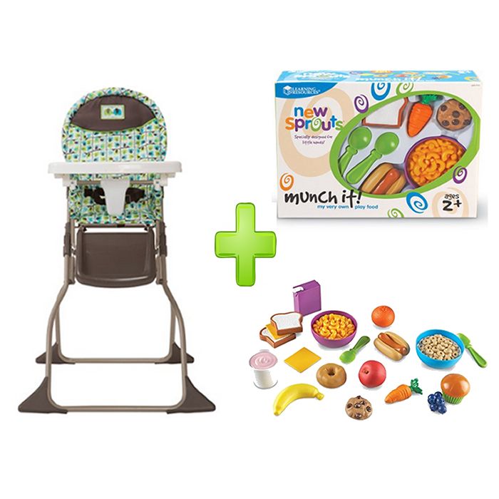 Cosco Fold High Chair Elephant Squares With Sprouts Munch It Food Picture 1 Of 7