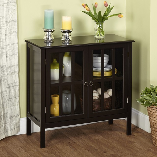 Glass Door Cabinet Wood Metal Shelves 2 Two Storage Dishes Serving Glass Door Cabinet Wood Metal Shelves 2 Two Storage Dishes Serving Linen Black