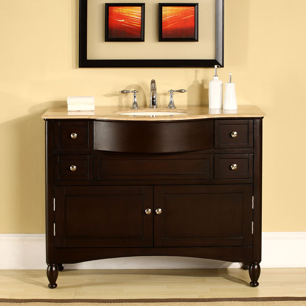 45 Inch Travertine Top Single Sink Bathroom Vanity Lavatory Bath Picture 1 Of 4