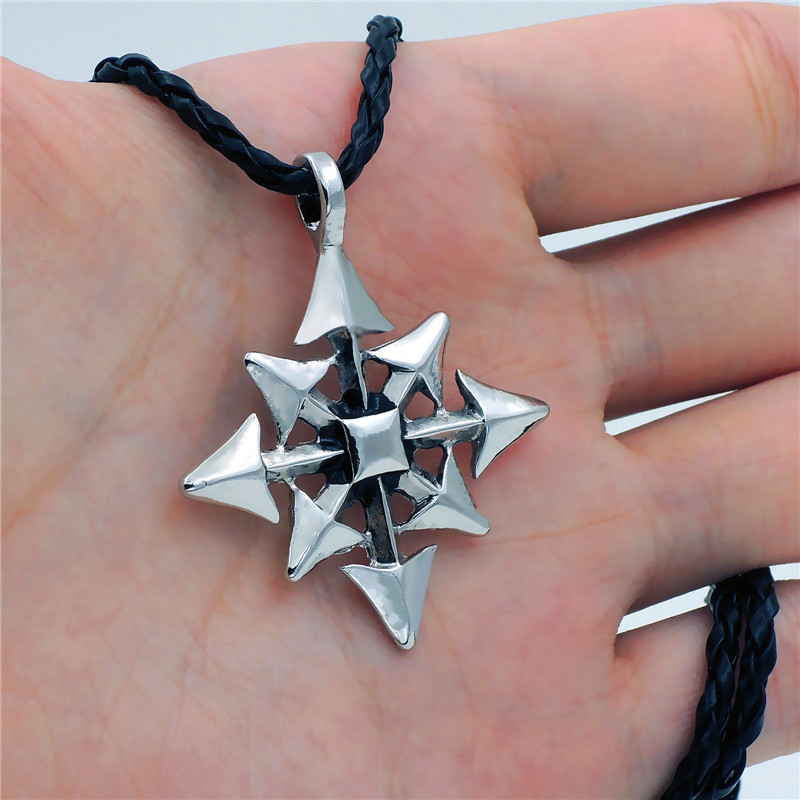 Men Boy Silver Gothic Magic Chaos Star Pewter Pendant With 20 Men Boy Silver Gothic Magic Chaos Star Pewter Pendant With 20 Choker Necklace