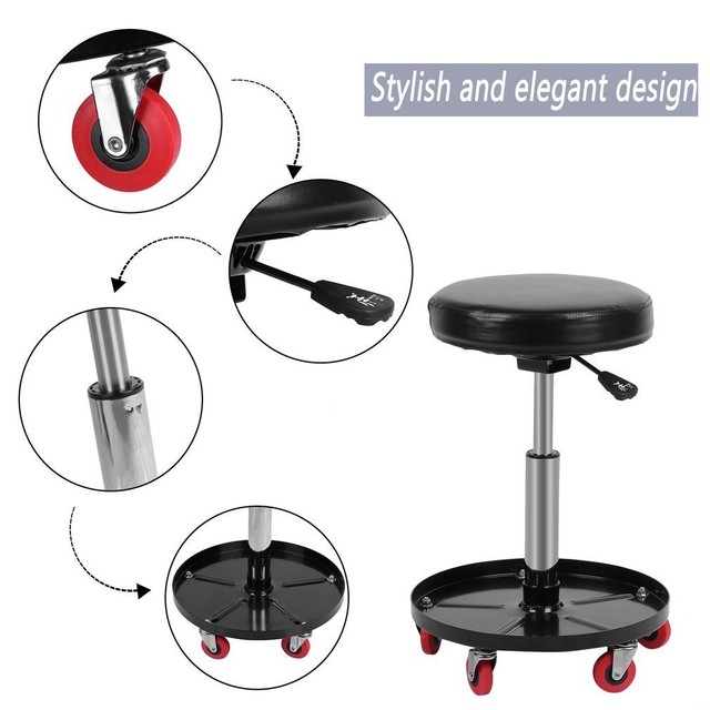 Adjule Rolling Stool Swivel Mechanic Round Car Bike For Garage Adjule Rolling Stool Swivel Mechanic Round Car Bike For Garage Work Bu