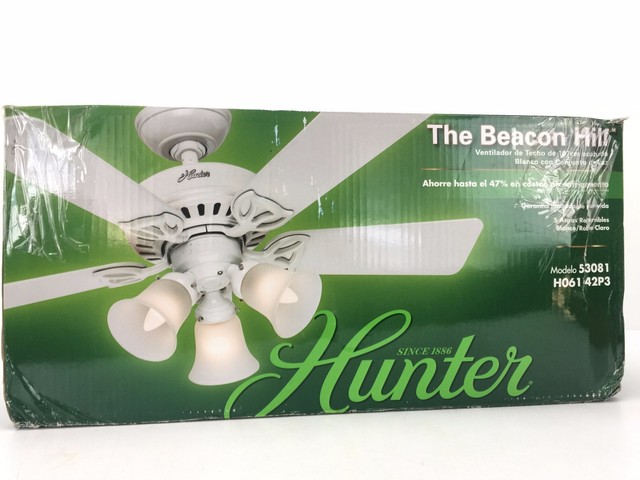 Hunter 53081 Beacon Hill White 42 Ceiling Fan With Light Hunter 53081 Beacon Hill 42 In 5 Blade Indoor White Ceiling Fan With Light Kit